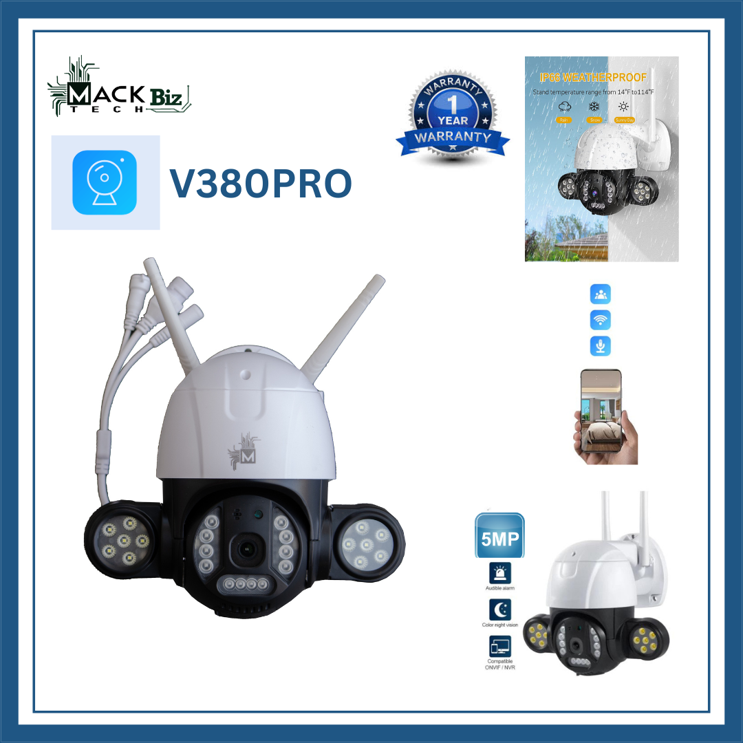 Outdoor Wireless PTZ Camera 3MP 5MP Intelligent Double Light Humanoid Recognition Alarm Outdoor WIFI Camera Memory Card CMOS - V380Pro - MackTechBiz