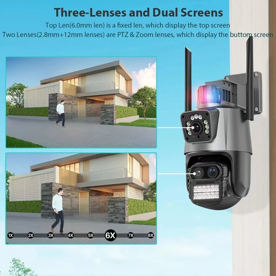 3 Lens ICSEE Bullet Dome Linkage CCTV PTZ Security Camera