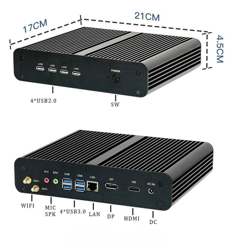 Fanless Intel Mini PC Core i7 1255U i5 1235U  Gaming Office  Micro Desktop Computer 8*USB HD DP 4K