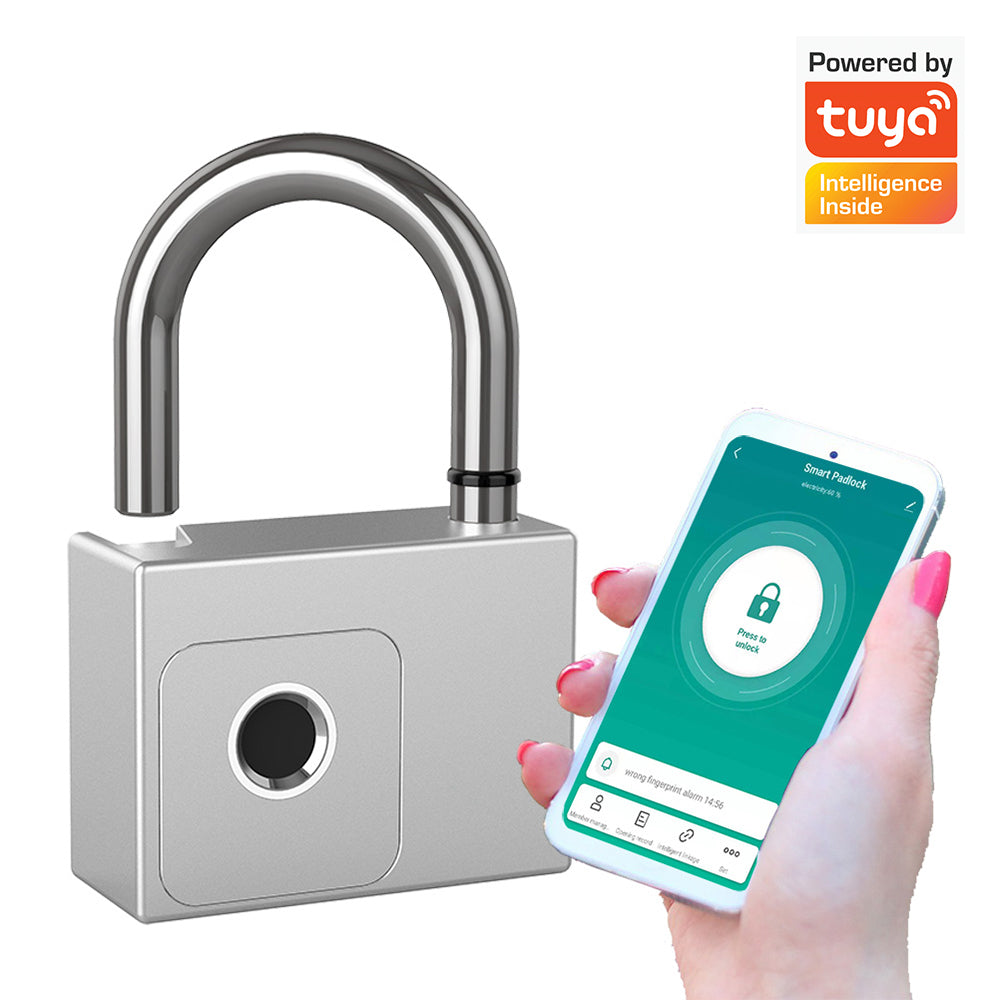 Tuya BLE smart fingerprint padlock IP65 waterproof USB charging key unlock anti-theft bag cabinet door lock - MackTechBiz