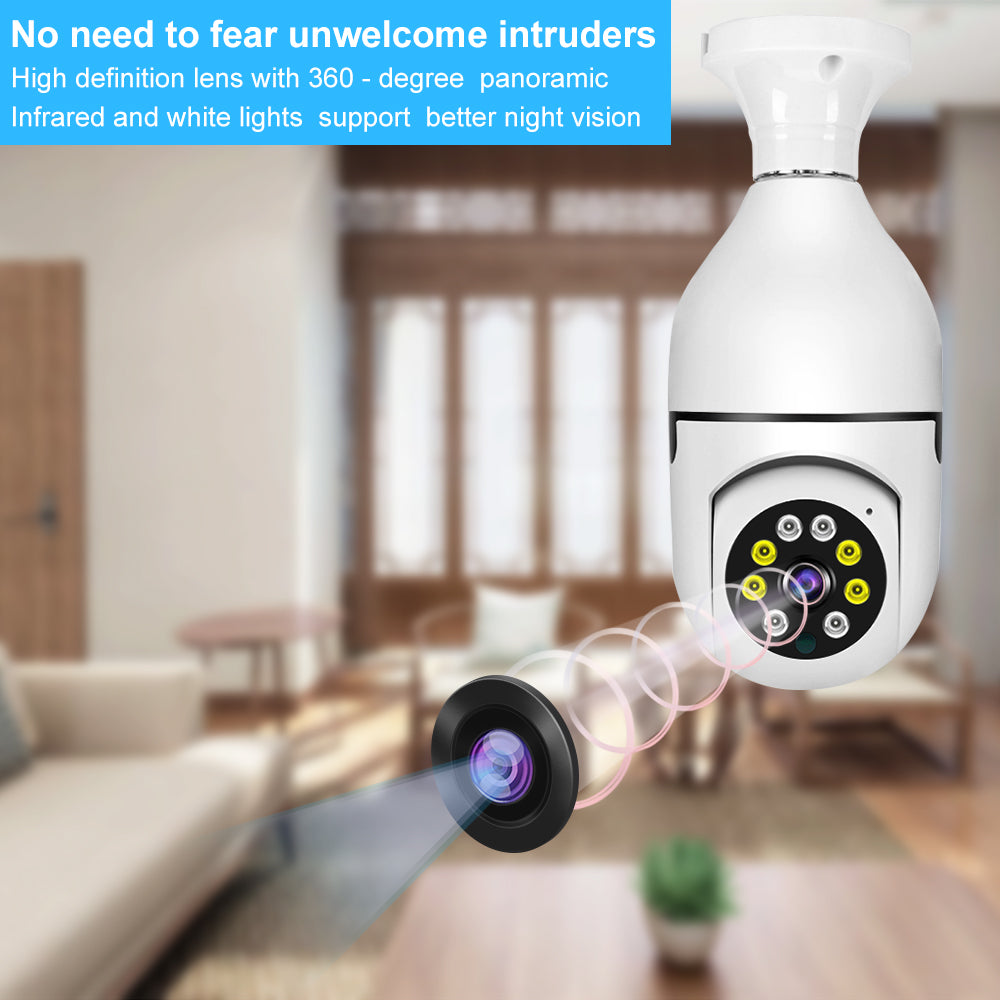 Outdoor/Indoor WIFI Light Bulb Camera Wireless 2MP 3MP E27 Socket Color Night Vision IP Dome Camera IP66 P2P PTZ Camera - V380Pro App - MackTechBiz