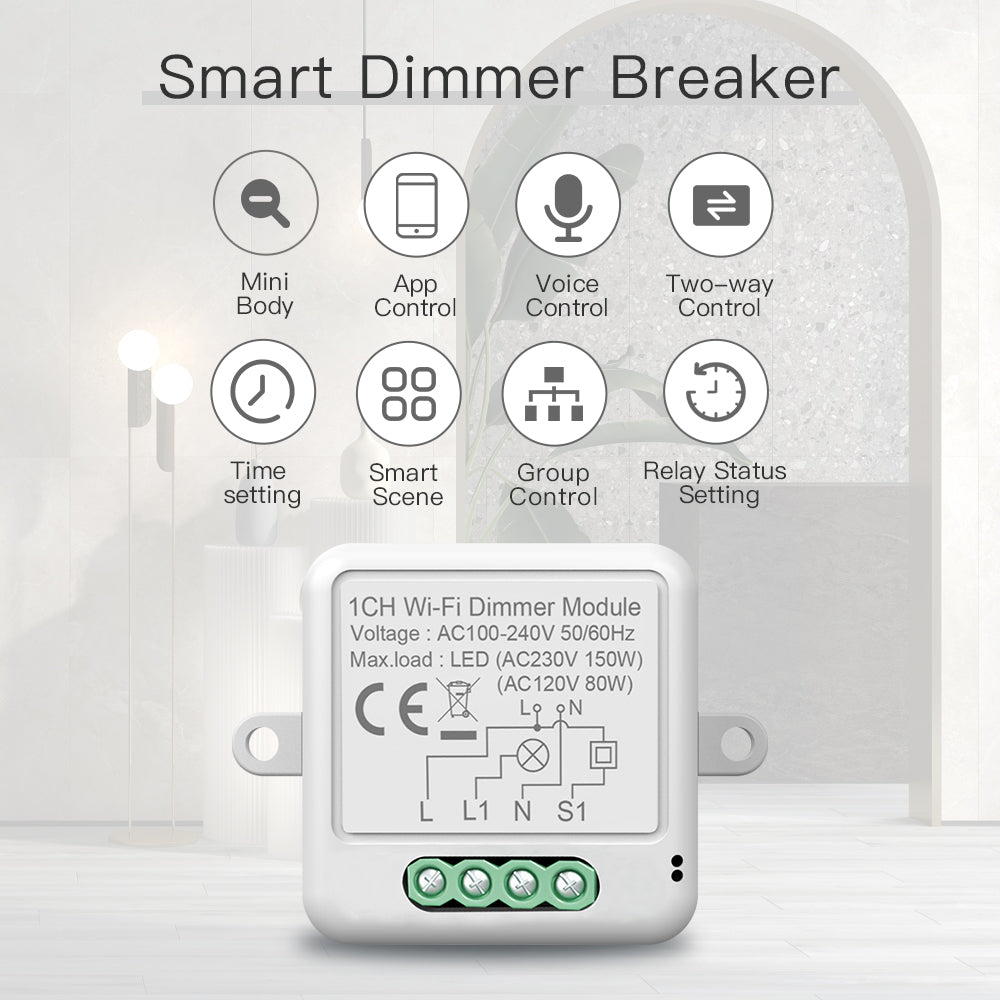 Smart WIFI Dimmer Switch Module  Wireless Control Support 2 Ways Requires ZigBee Smart Breaker - MackTechBiz