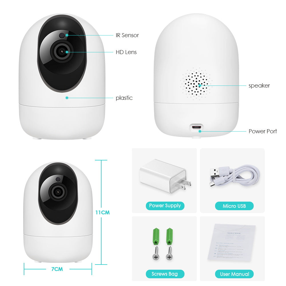 Indoor Sound Wireless Cameras PTZ Motion Tracking 3MP WIFI Camera Baby Sleeping Camera Monitor - MackTechBiz