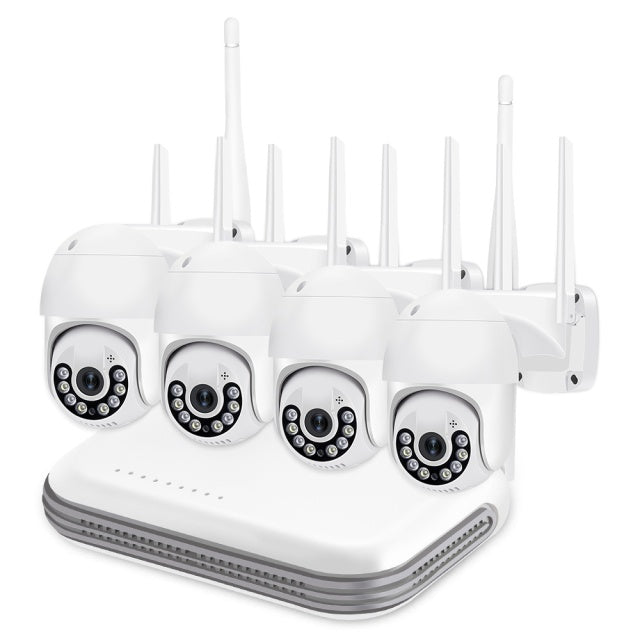 Home Surveillance H.264/265 3MP 4CH Kits Outdoor Waterproof WIFI PTZ Camera Wireless NVR Kit Home CCTV Network Camera System - ICSee - MackTechBiz