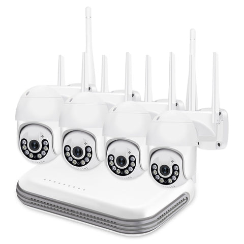 Home Surveillance H.264/265 3MP 4CH Kits Outdoor Waterproof WIFI PTZ Camera Wireless NVR Kit Home CCTV Network Camera System - ICSee - MackTechBiz