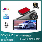 4K Car DVR Dash Camera 4 inch Rear View Mirror Car Video Recorder IMX415 Ultra HD 3840*2160P Dash Cam with Reverse Camera - MackTechBiz