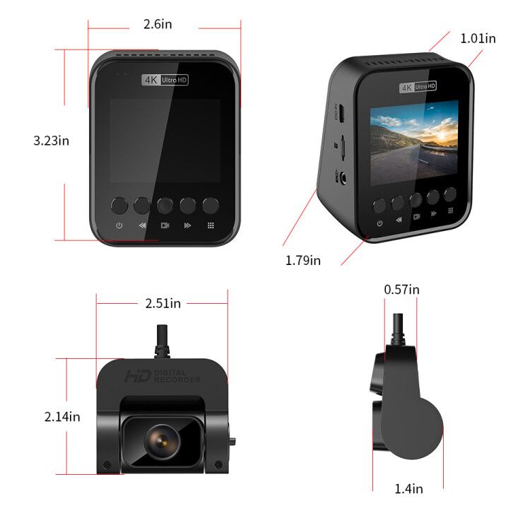 4K Dash Cam Built in eMMC Storage Gps Wifi for Automatic Recorder 3840*2160P 30FPS Night Vision Front and Rear Dashcam IMX415 - MackTechBiz
