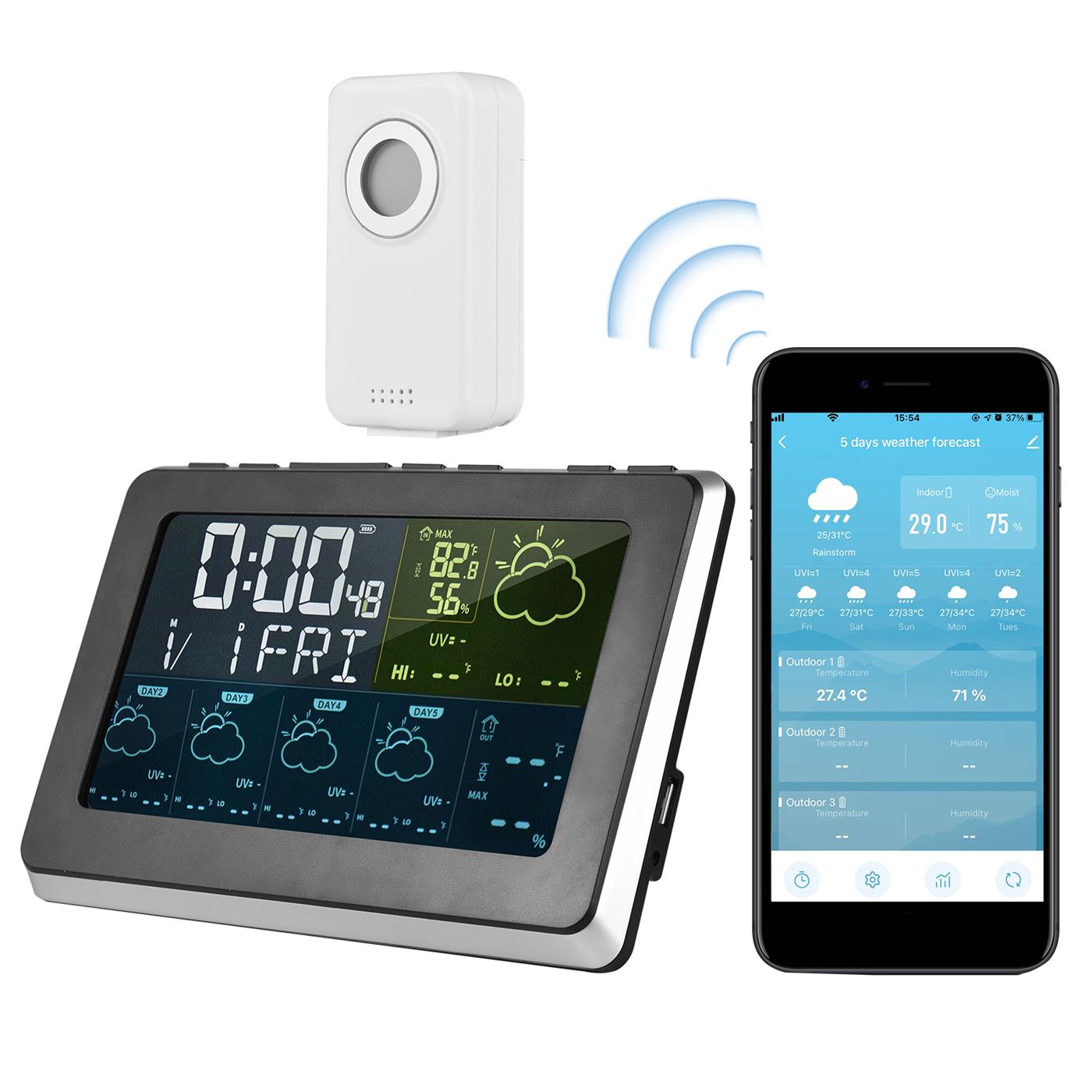 Smart Weather Forecast Clocks Color Screen Outdoor Weather Station - MackTechBiz