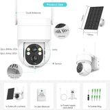 Outdoor Home 360 PTZ  2MP 5x Zoom Solar Camera Wireless Battery Solar Powered Security Alarm Surveillance 1080p WIFI Solar Camera - ICSee App - MackTechBiz