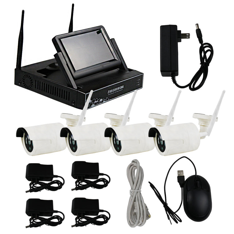 4CH H.265 WIFI NVR with 7inch LCD 3MP 5MP  Security Camera Wireless IP Outdoor Bullet WIFI IP NVR Kit Security Camera System ESEECloud IPPRO - MackTechBiz