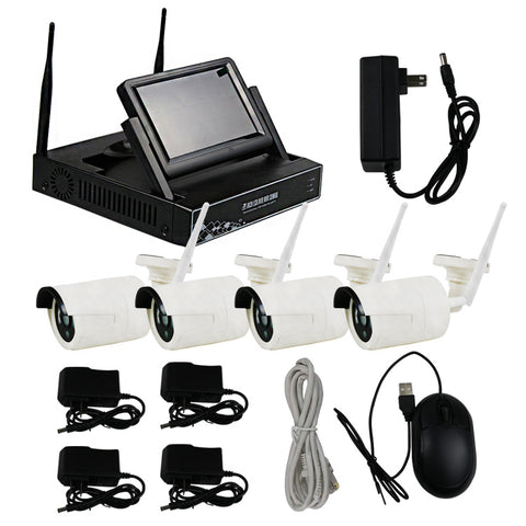 4CH H.265 WIFI NVR with 7inch LCD 3MP 5MP  Security Camera Wireless IP Outdoor Bullet WIFI IP NVR Kit Security Camera System ESEECloud IPPRO - MackTechBiz