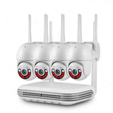 Home Surveillance H.264/265 3MP 4CH Kits Outdoor Waterproof WIFI PTZ Camera Wireless NVR Kit Home CCTV Network Camera System - ICSee - MackTechBiz