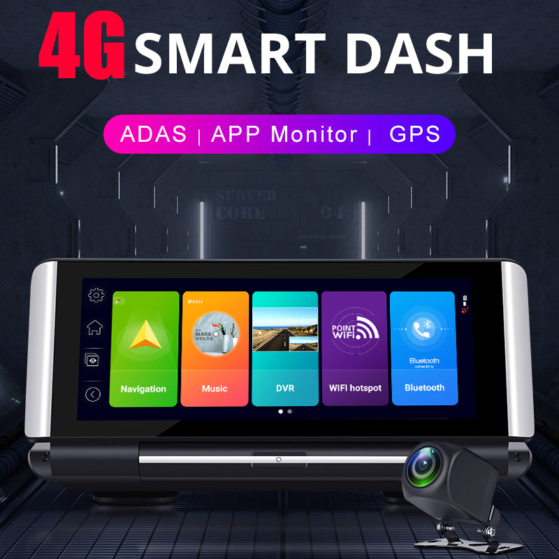 7" 4G SMART DASH  Android 8.1 Car DVR GPS with 2G RAM FHD 1080P Video Recorder Dual Lens Camera - MackTechBiz