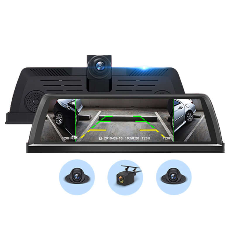 10" 4 Channel Android WIFI Car DVR Camera  4G ADAS GPS Navigation Remote App Full HD 1080P - MackTechBiz