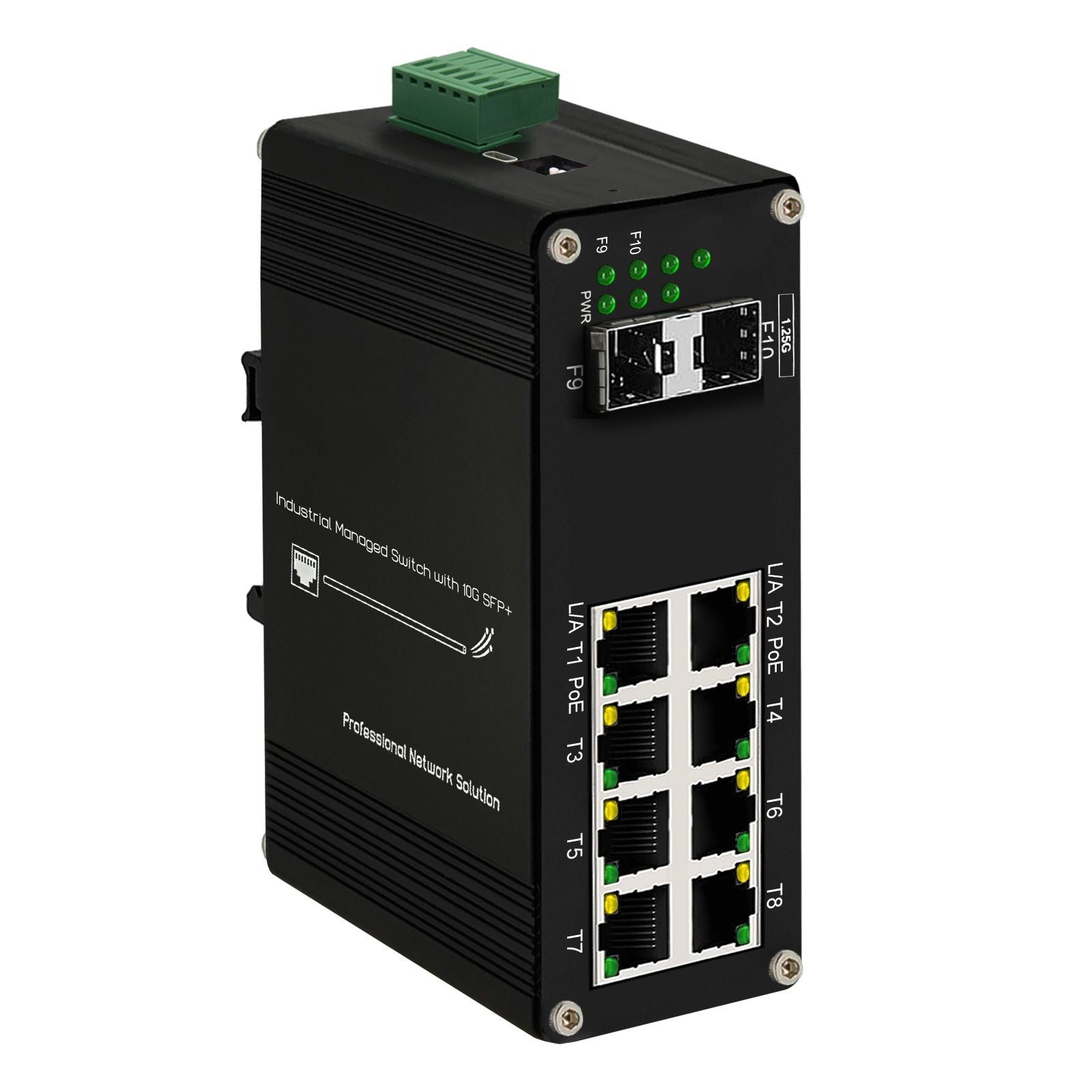 Industrial L2+ Managed PoE Switch 8 Port 10/100/1000T 802.3at To 2 Port 100/1000X SFP Din Rail Gigabit Network Switch 48VDC -MackTechBiz