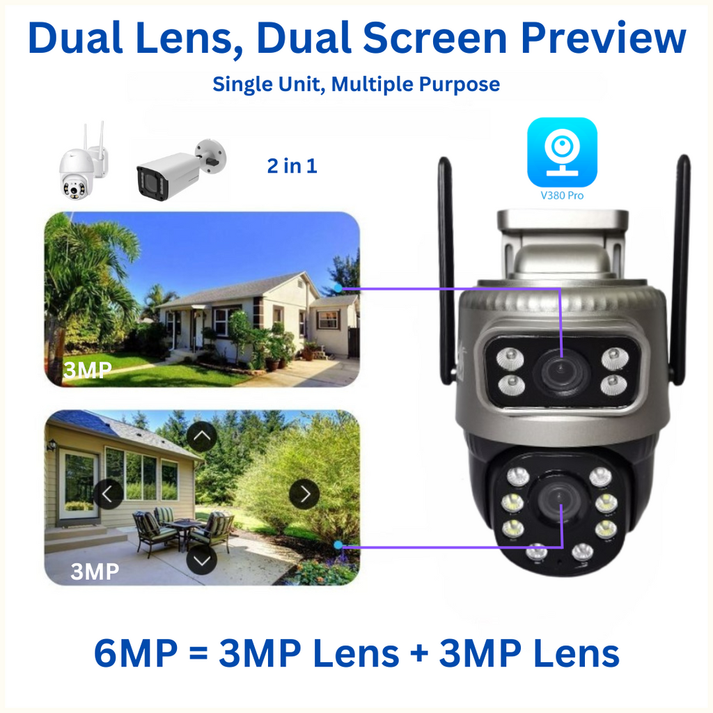 V380 Dual Lens Security Surveillance WIFI Camera 3MP + 3MP – MackTechBiz