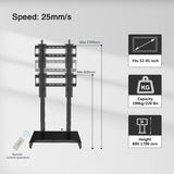 Industrial Double Column Mobile Motorized TV Lift Floor Stands Rolling TV Carts With Wheels
