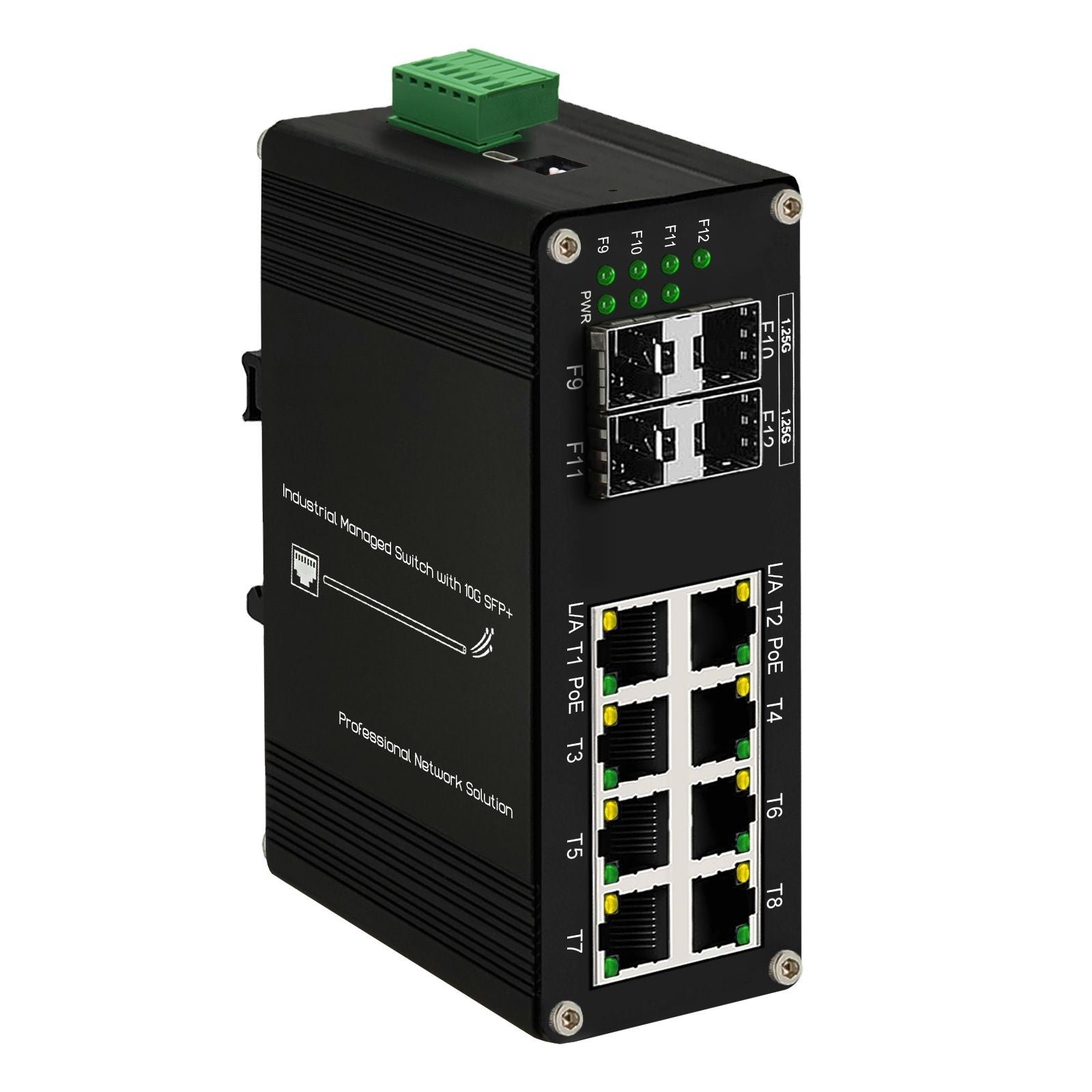 Managed PoE Switch L2+ 8 Port 10/100/1000T 802.3at + 4 Port 1000X SFP Industrial Gigabit Ethernet Network Switch - MackTechBiz