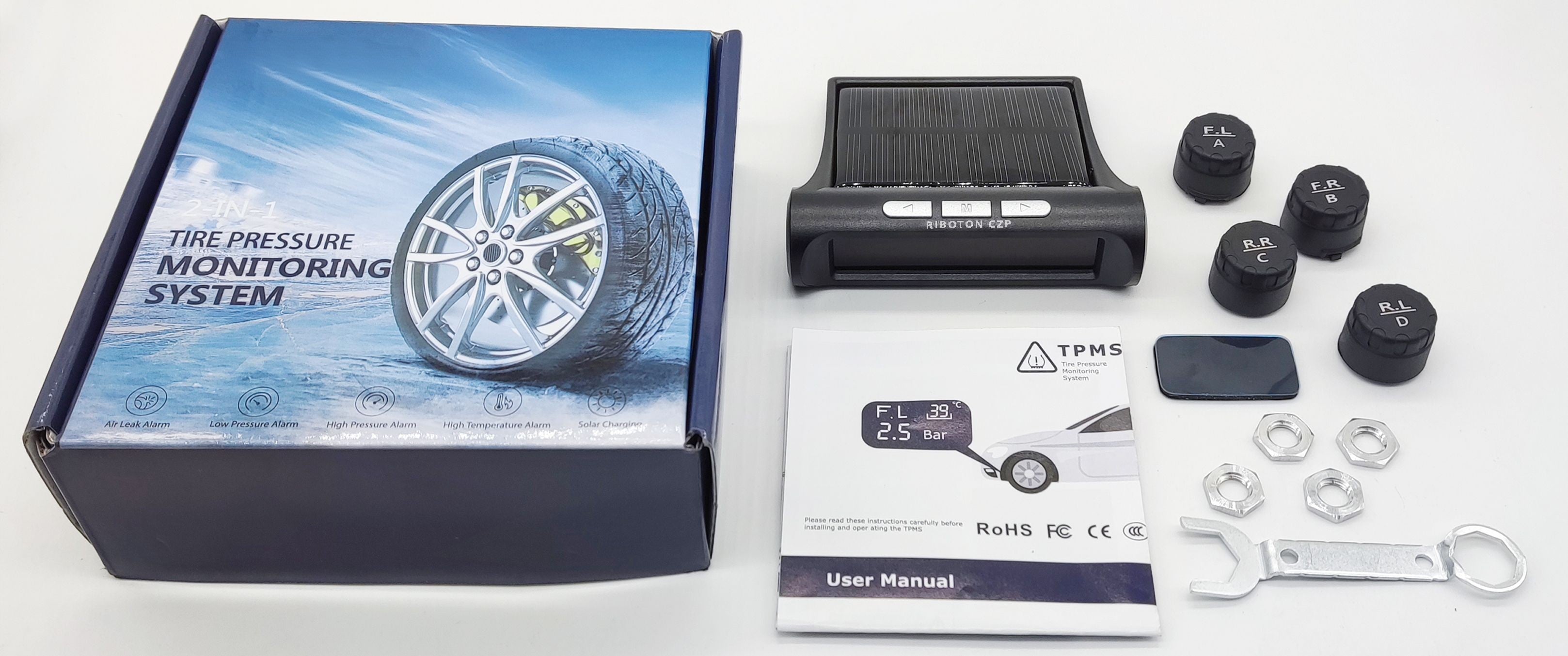 TPMS C240 - Internal Tire Pressure Monitoring System Solar Charging Car TPMS Digital Tire Pressure Gauge for 4 wheels - MackTechBiz