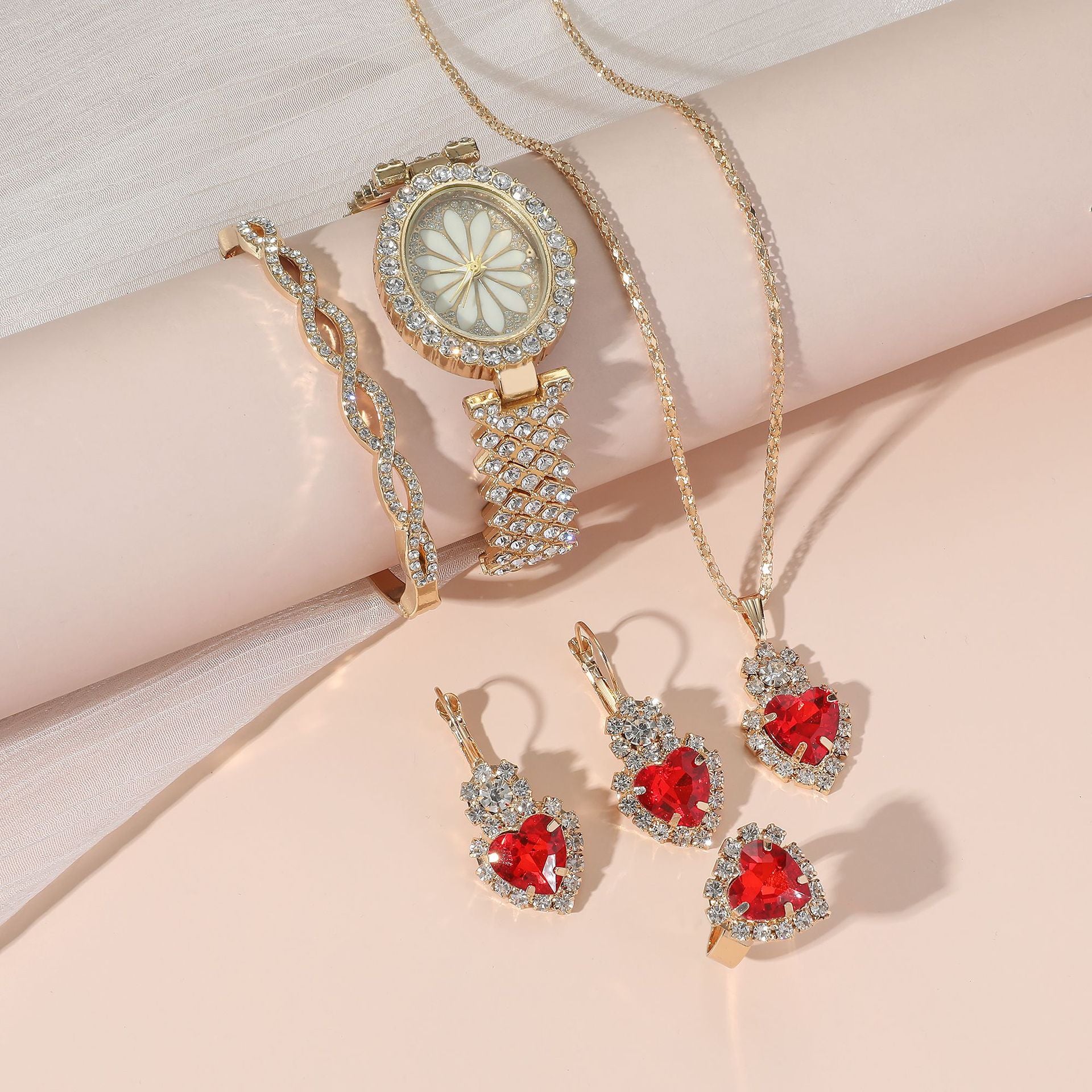 Women Luxury Diamond Wrist Watches gift set with bracelet - MackTechBiz