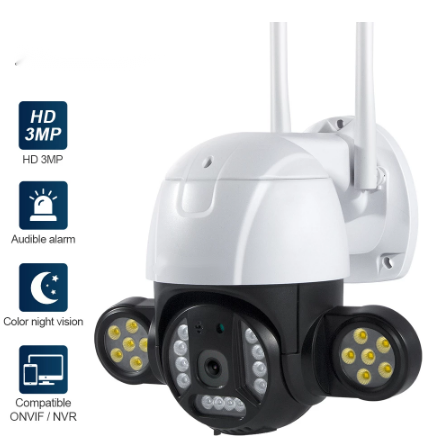 Outdoor Wireless PTZ Camera 3MP 5MP Intelligent Double Light Humanoid Recognition Alarm Outdoor WIFI Camera Memory Card CMOS - V380Pro - MackTechBiz