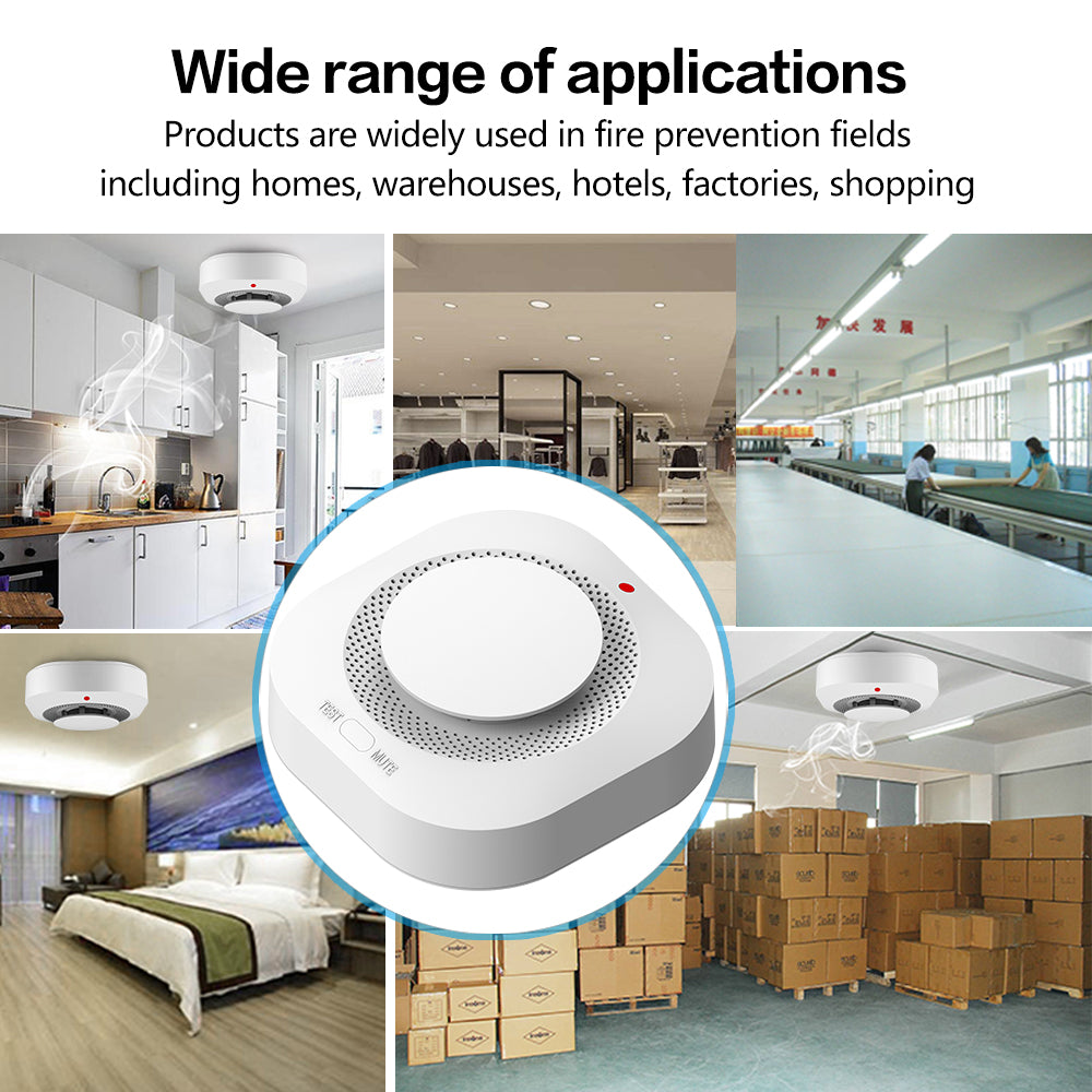 Smart smoke fire detection sensor security alarm system Tuya APP remote control wireless fire alarm sensor - MackTechBiz