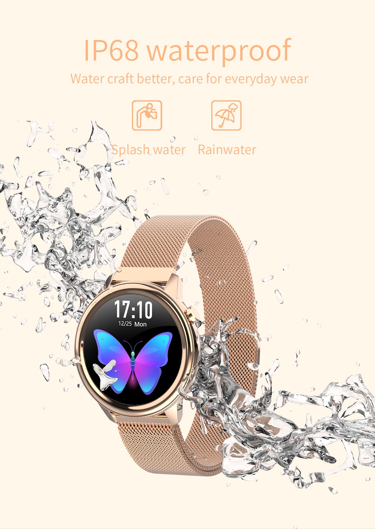 Women Wristwatches F80 Body Temperature Smart Watch Waterproof IP68 Full Touch Screen - MackTechBiz