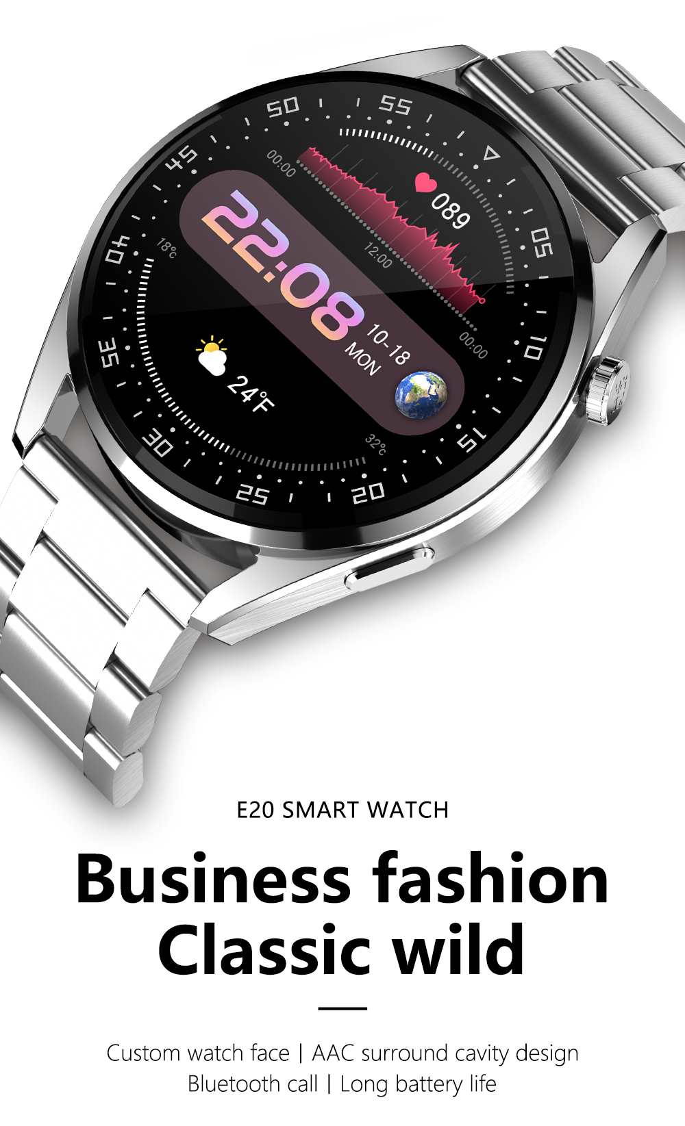E20pro smart watch ECG Heart Rate Monitoring GPS Sport Tracker Business Style For Men and Woman - MackTechBiz
