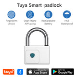 Tuya BLE smart fingerprint padlock IP65 waterproof USB charging key unlock anti-theft bag cabinet door lock - MackTechBiz