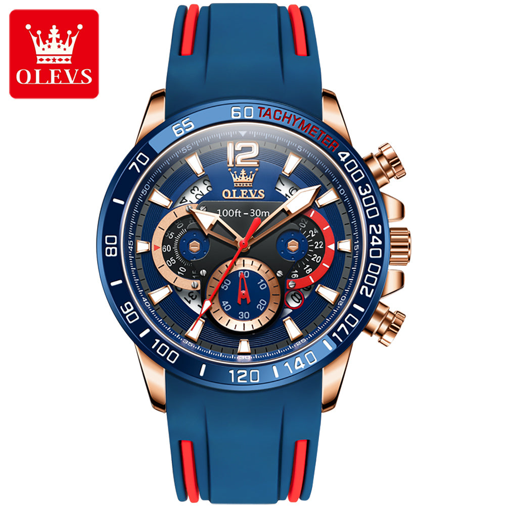 OLEVS 9936 Unique Dial Logo Luxury Fashion Classic Rubber Strap Unisex Wrist Watch - MackTechBiz