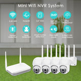 Home Surveillance H.264/265 3MP 4CH Kits Outdoor Waterproof WIFI PTZ Camera Wireless NVR Kit Home CCTV Network Camera System - ICSee - MackTechBiz