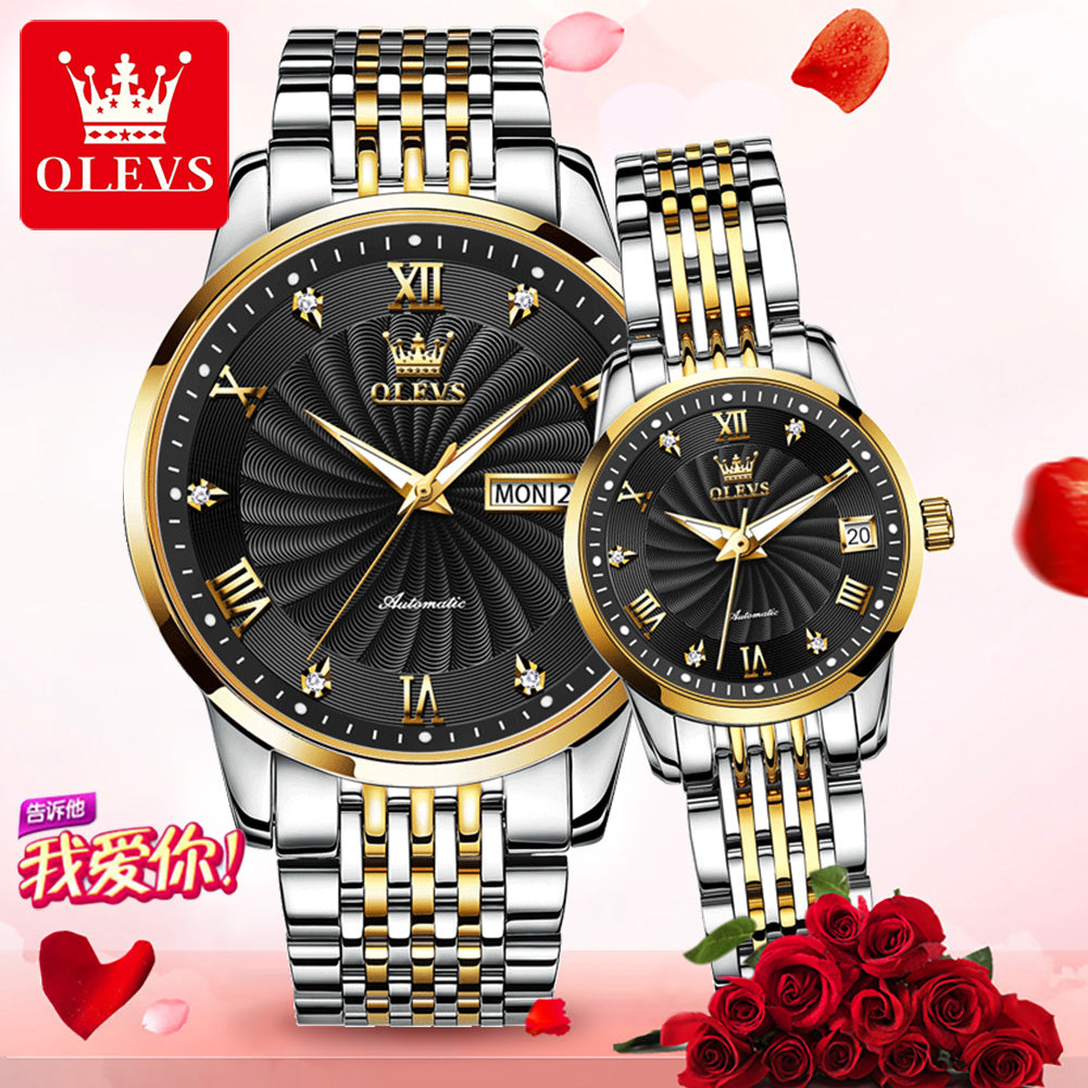 OLEVS 6630  Business Couples Watch Luxury Fully Automatic Mechanical Wrist Watch - MackTechBiz