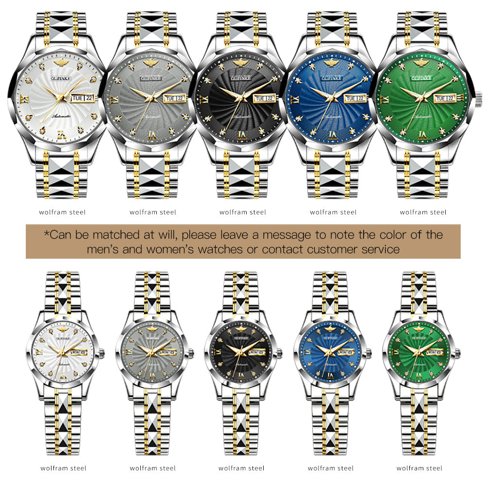 OUPINKE 3169  Luminous Simple Style Business Elegant Mechanical Couples Wrist Watches - MackTechBiz