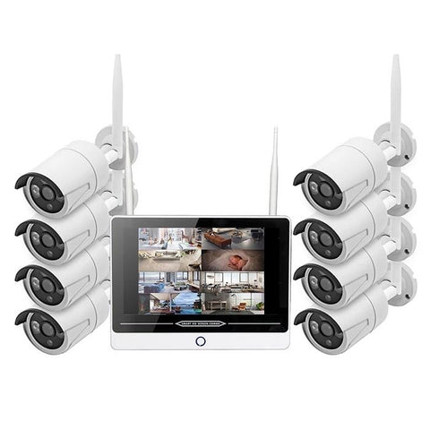 4CH 8CH H.265 Indoor Outdoor Wireless NVR Kit IP Camera  WIFI 2MP 3MP System Home 12.5 inch LCD  Kit Wireless Cascade Security Camera System - Tuya app - MackTechBiz