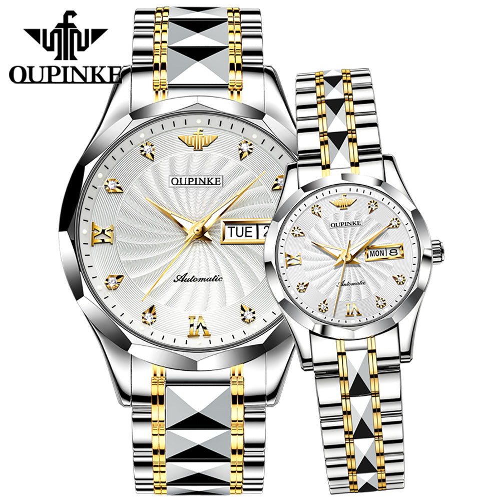 OUPINKE 3169  Luminous Simple Style Business Elegant Mechanical Couples Wrist Watches - MackTechBiz