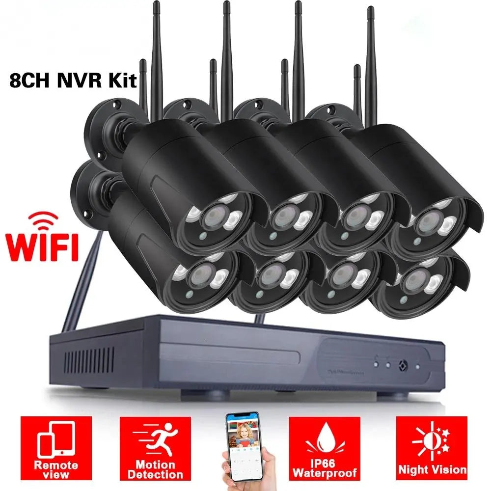 4CH 8CH Wireless NVR Kit P2P 3MP 5MP Camera System Kit Indoor Outdoor IR Night Vision Security IP CCTV Camera WIFI CCTV System-EseeCloud IPPro - MackTechBiz