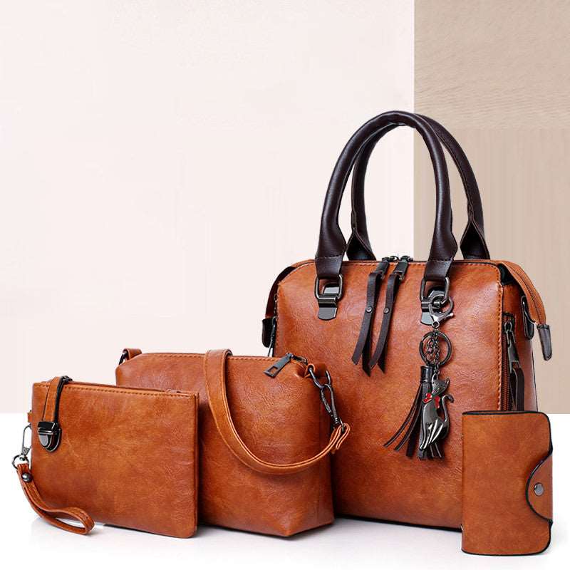 Luxury Women Bag Handbags PU Leather Handbag Lady 4 Pieces One Set Shoulder Bags Designer Tote Bag - MackTechBiz