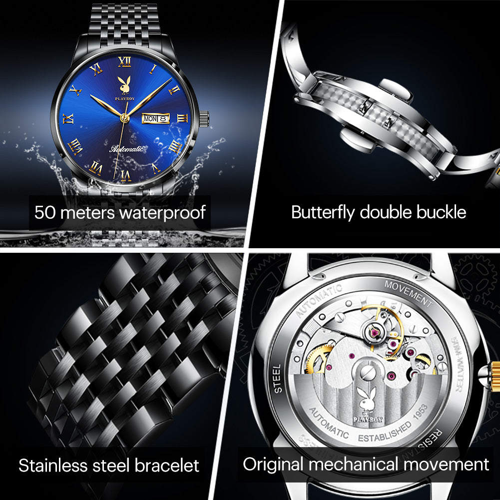 Playboy  3010 Famous Luxury  Automatic Mechanical Wristwatch for Men - MackTechBiz